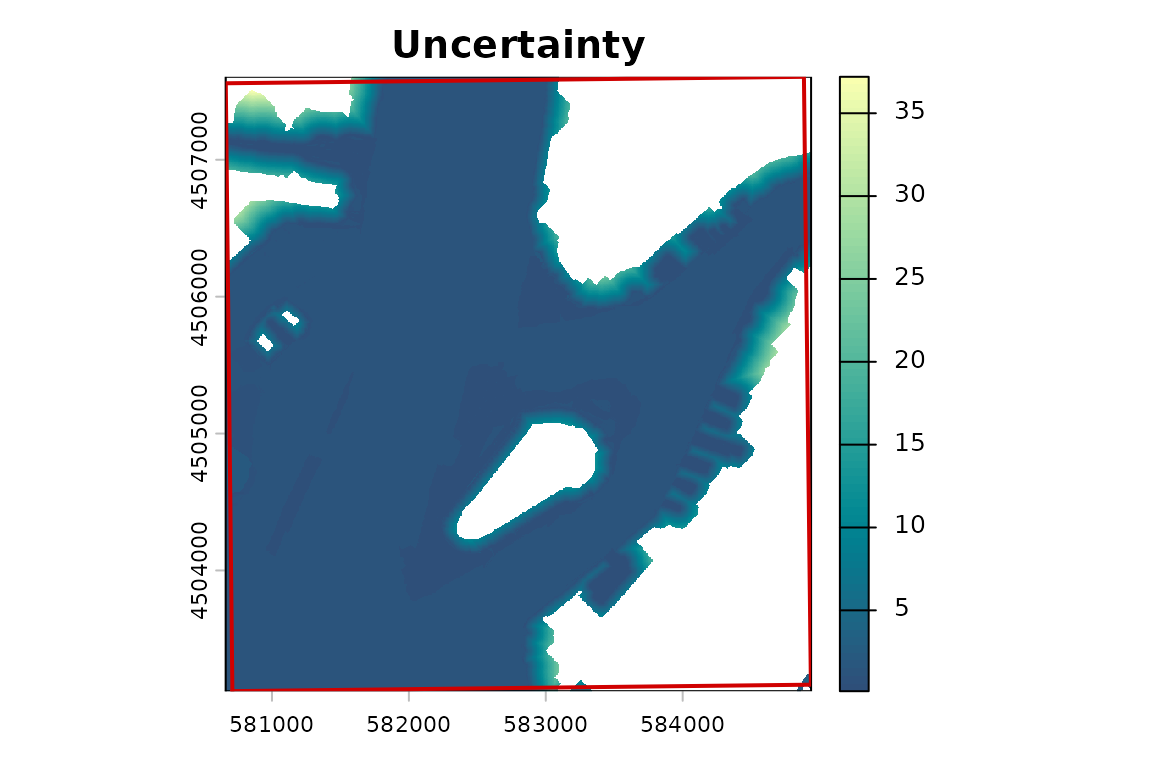 BlueTopo uncertainty raster for the selected New York Harbor tiles.