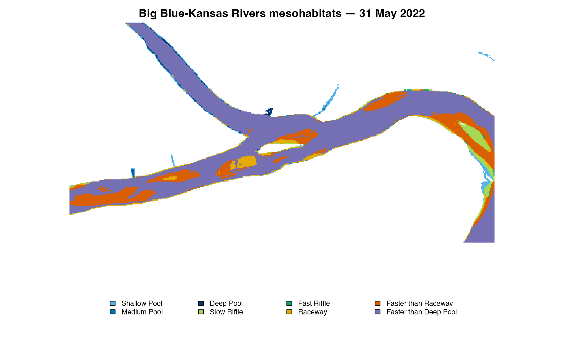 Eight-class hydraulic mesohabitats derived from the real HEC-RAS sample.
